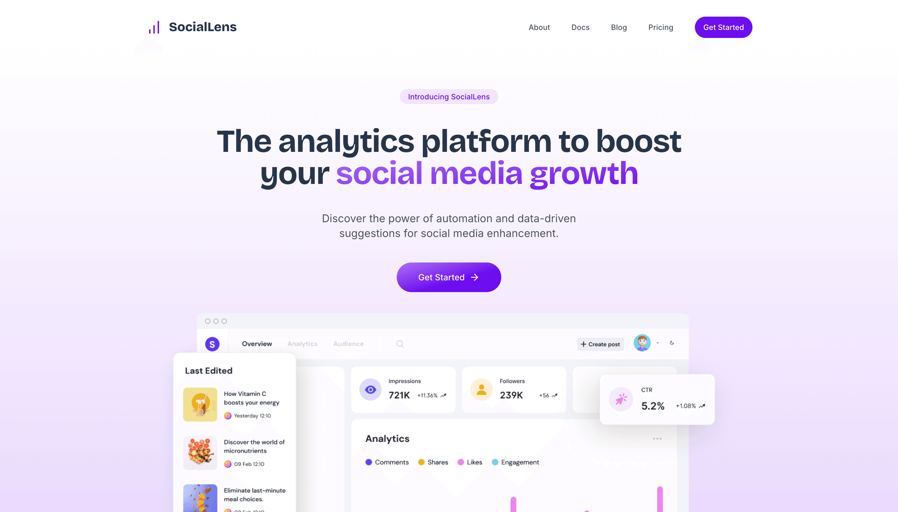 SocialLens - SaaS Landing Page preview 1